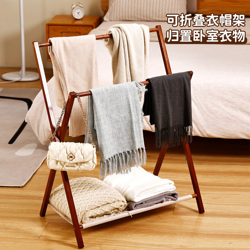 简易晾衣架落地折叠阳台晒衣服架子家用卧室家用晾衣杆折叠挂衣架