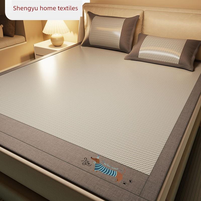 盛宇家纺2025夏季刺绣冷冰藤垫180*200cm三件套腊肠犬魅力灰色