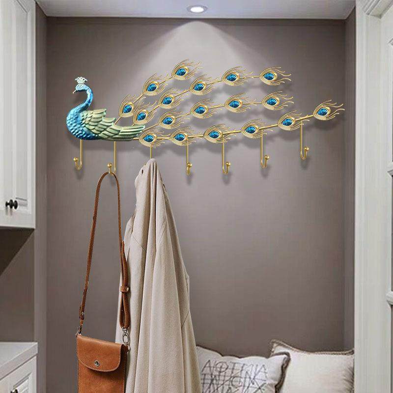 创意轻奢铁艺挂钩入户玄关门后钥匙收纳置物架墙上挂衣架装饰壁挂