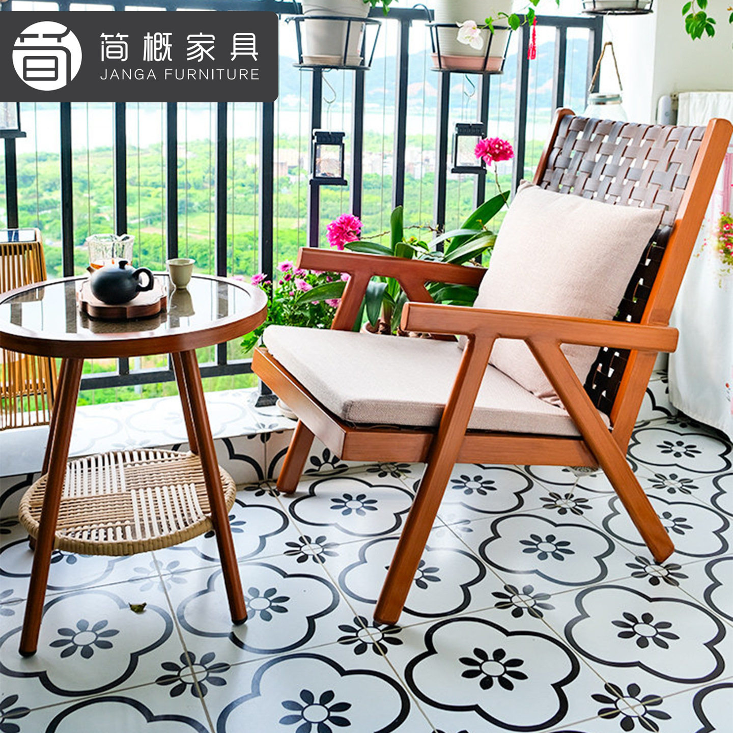 户外庭院藤椅沙发茶几套装防水