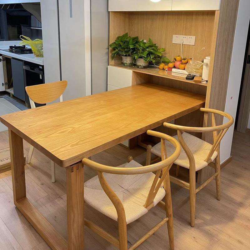 实木莫比恩餐桌家用客厅饭桌厨房团队聚餐餐厅民宿白蜡木食堂餐桌