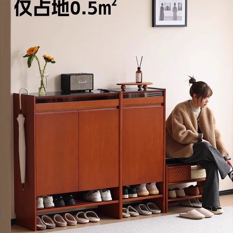 中古实木窄款大容量玄关鞋柜