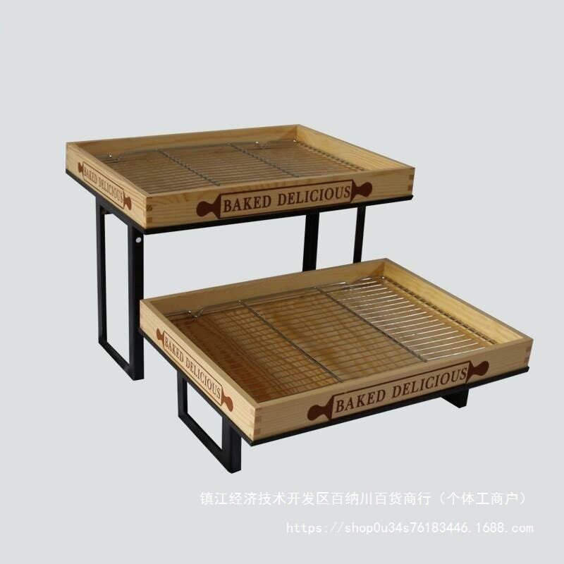 咖啡面包店餐厅酒店展架陈列道具面包店中岛托盘摆件柜店面盘中烘