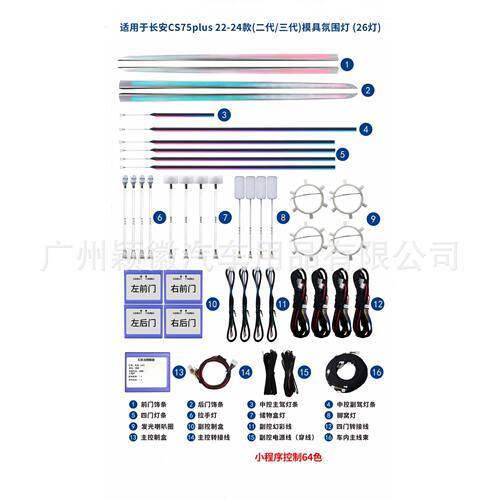 长安CS75Plus二代三代64色氛围灯