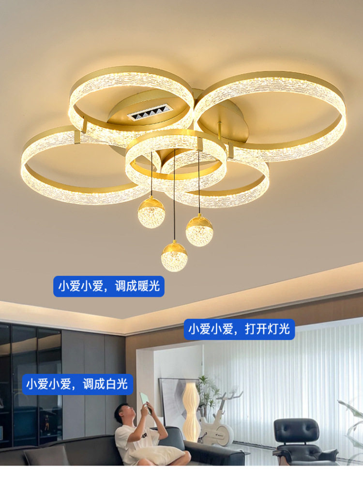 客厅灯2026新款轻奢感意式简约客厅主灯环形吸顶吊灯全屋灯具