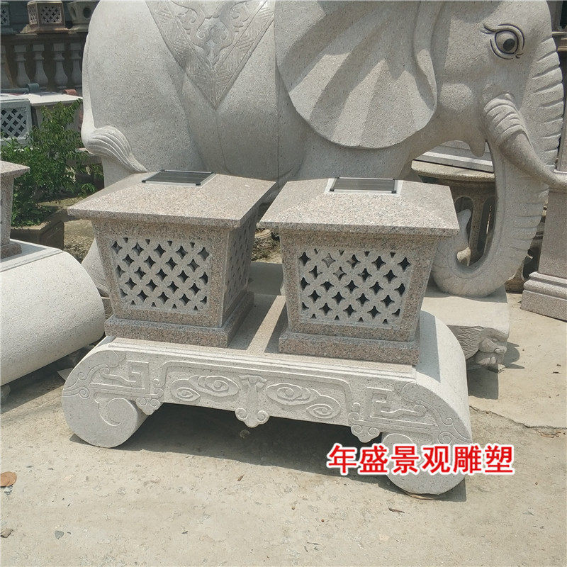 太阳能石灯笼园林石雕摆件院子草坪灯照明灯罩石头灯具石雕塑