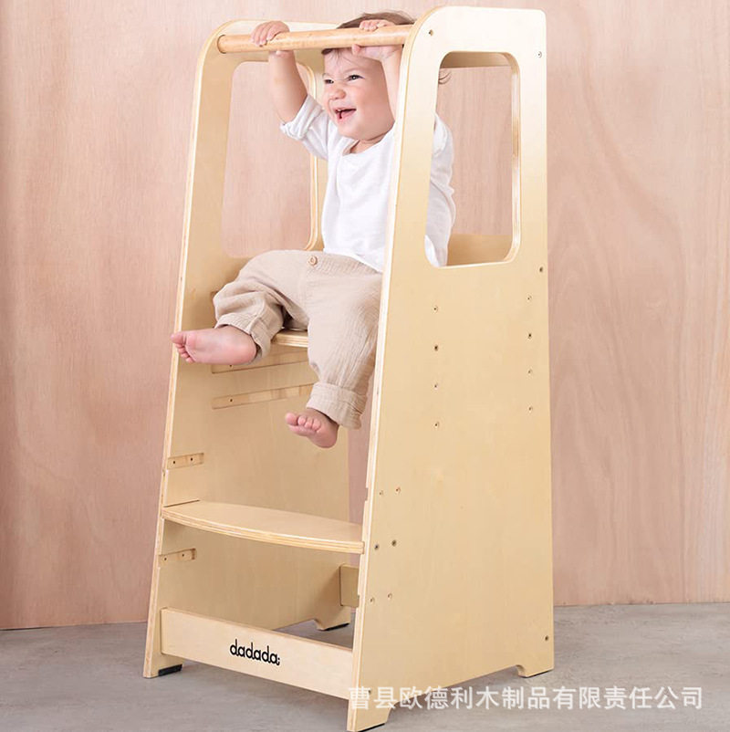 加大高脚椅家用多功能成长椅子步凳拼色站立塔 高度可调助手塔