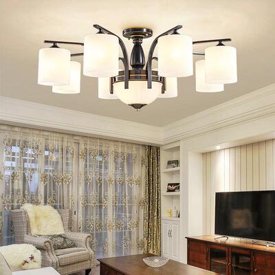 美式客厅吸顶灯全铜欧式餐厅卧室吊灯轻奢复古风简约别墅大厅灯具