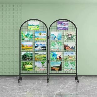 折叠网格立式移动展示架画展画作展览架户外美术半圆形落地展架厂