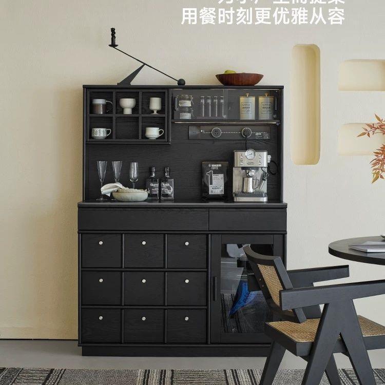 法式实木餐边边柜靠墙一体客厅储物柜酒柜厨房茶水收纳咖啡家用