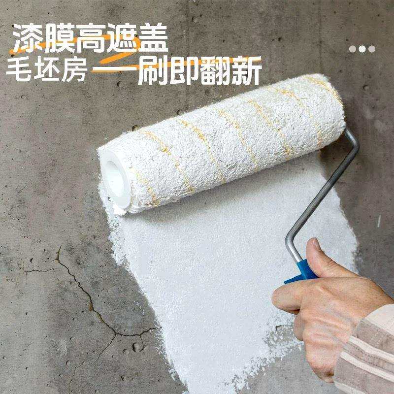 纯白色水泥墙直接刷高遮盖内墙漆乳胶漆涂料防水地下室高遮盖卧室