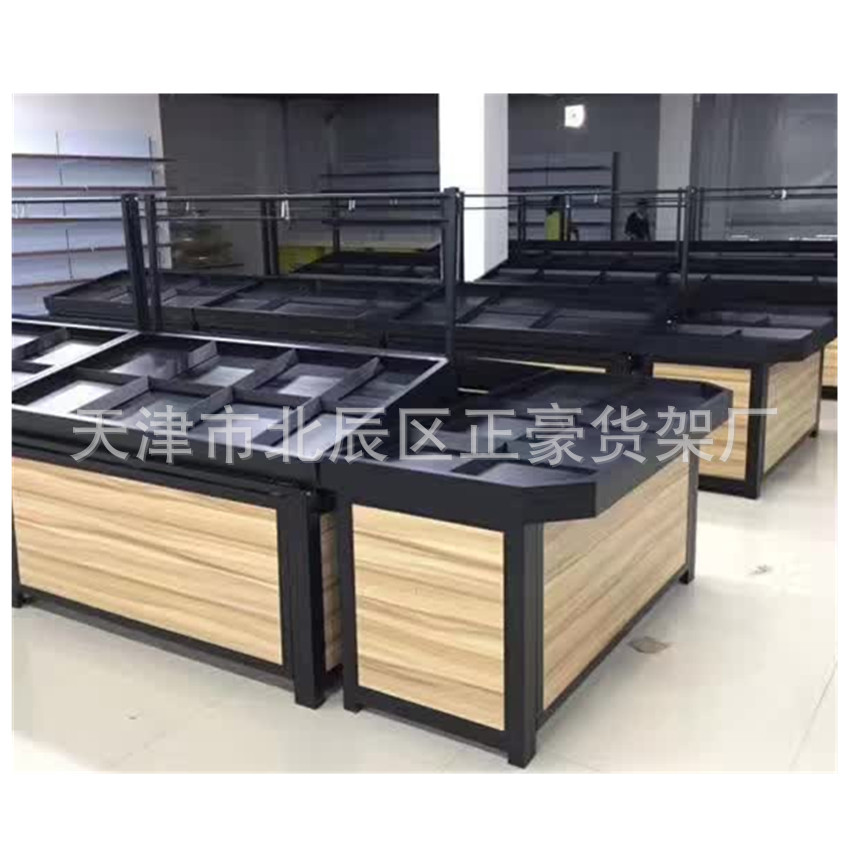 天津超市水果货架展示架水果架子货架蔬菜架子钢木架水果店木制