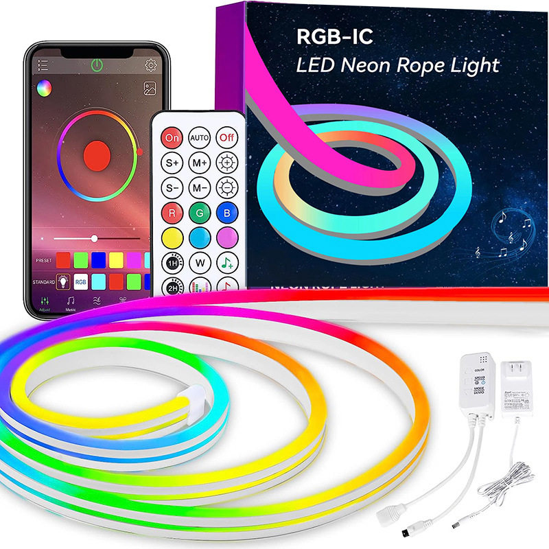 蓝牙音乐全彩霓虹灯带彩盒套装柔性智能灯条DIY24V多色幻彩造型