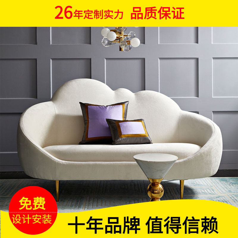 现代简约时尚布艺双三人沙发客厅欧式轻奢小户型个性布沙发卧室