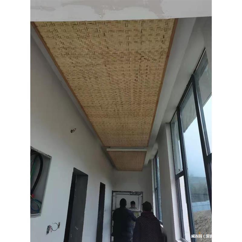 民宿草席材料竹席装修贴墙墙面装饰吊顶背景安徽酒店复古饭店竹编