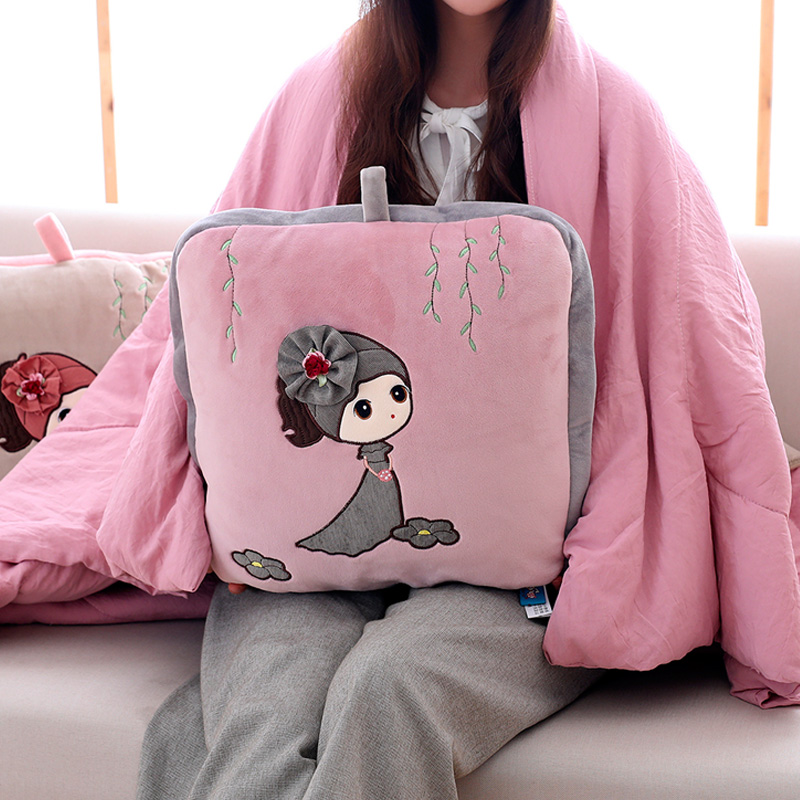 抱枕被子两用汽车载可爱办公室靠背午睡枕头被子靠枕Y二合一空调