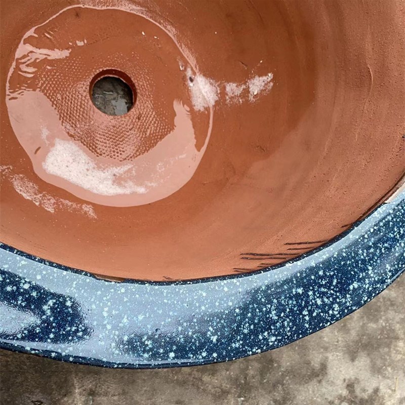 陶瓷圆形花盆均釉特大号铁树盆家用庭院户外盆栽绿植陶土栽花花盆