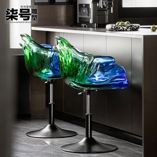 设计师高级花瓣椅意式轻奢别墅中岛台餐椅透明树脂吧台椅艺术家具