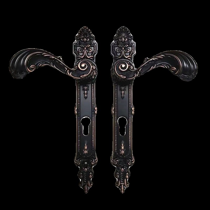 户外铝艺门执手锁欧式黑红古大门锁单开门套装锁具庭X院双开门把
