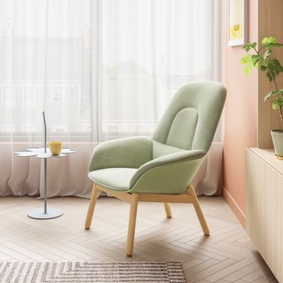 森川设计师沙发椅接待阳台客厅老虎椅侘寂风N极简实木单人休闲椅