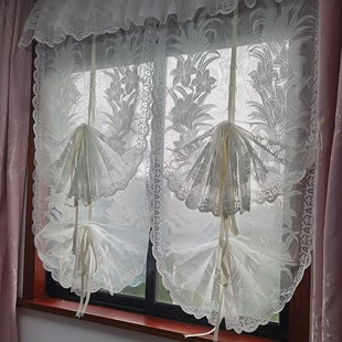 魔术贴田园窗帘厨房门帘扇形提拉帘罗马帘客厅隔间帘卧室阳台飘窗