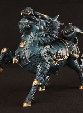 铜麒麟摆件一对火麒麟摆件家居办公室装饰客厅工艺品