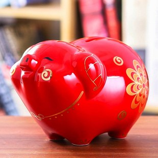 小猪存钱罐陶瓷储蓄罐创意网红男女生儿童硬币储钱罐招财金猪摆件