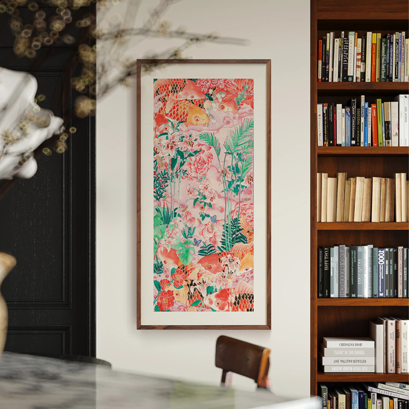 张文学xa九鱼图锦鲤好运国潮新中式装饰画中古风玄关走廊进门挂画