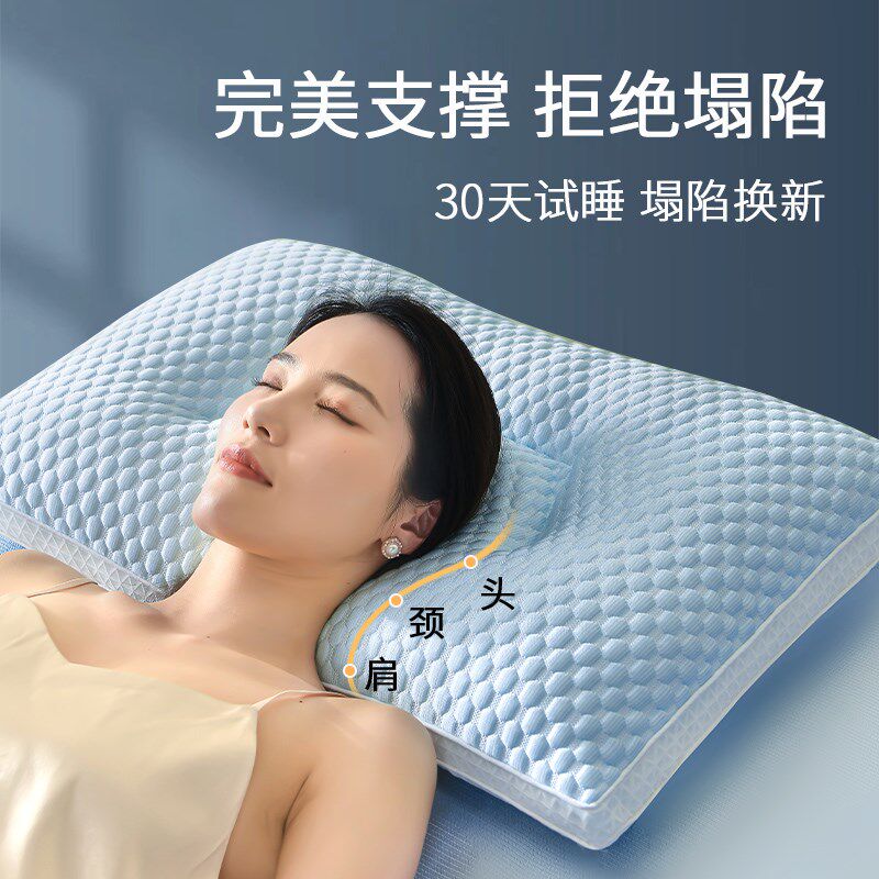 夏季枕头枕芯护颈椎助睡眠凉枕男家用一对套装学生宿舍冰丝整头枕