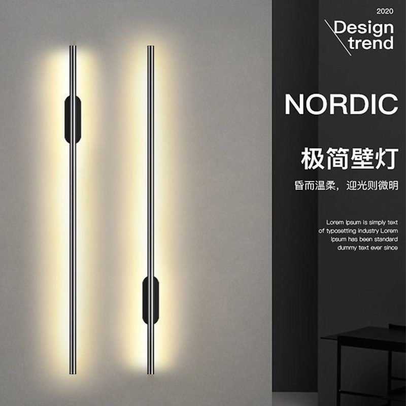 长条壁灯氛围灯轻奢格栅极简xled壁灯过道玄关书房卧室床头灯具