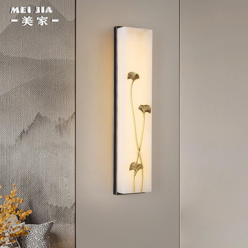 新中式简约云石壁灯客厅背景墙床头壁灯复式楼过道楼梯房间壁灯具