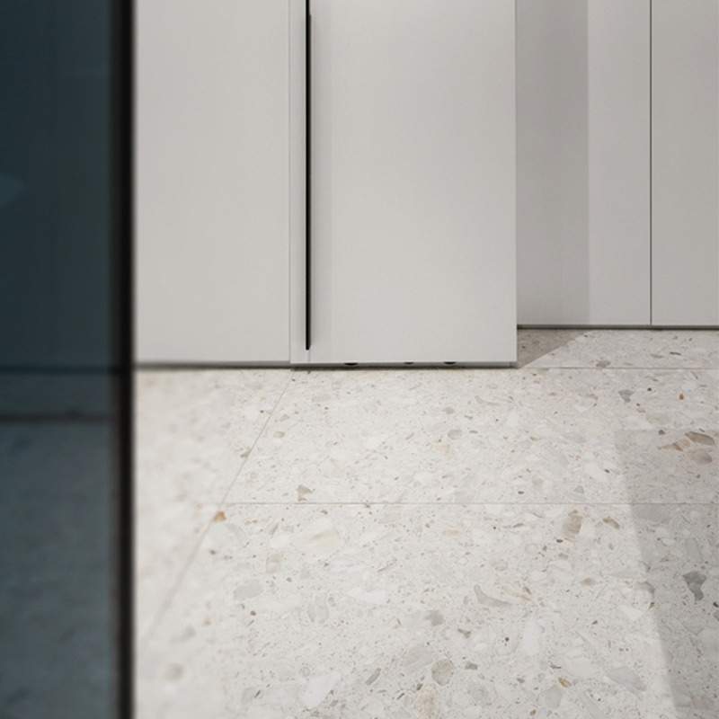 简约柔光通体白色水磨石防滑地砖大颗粒瓷砖现代质感卫生间墙砖