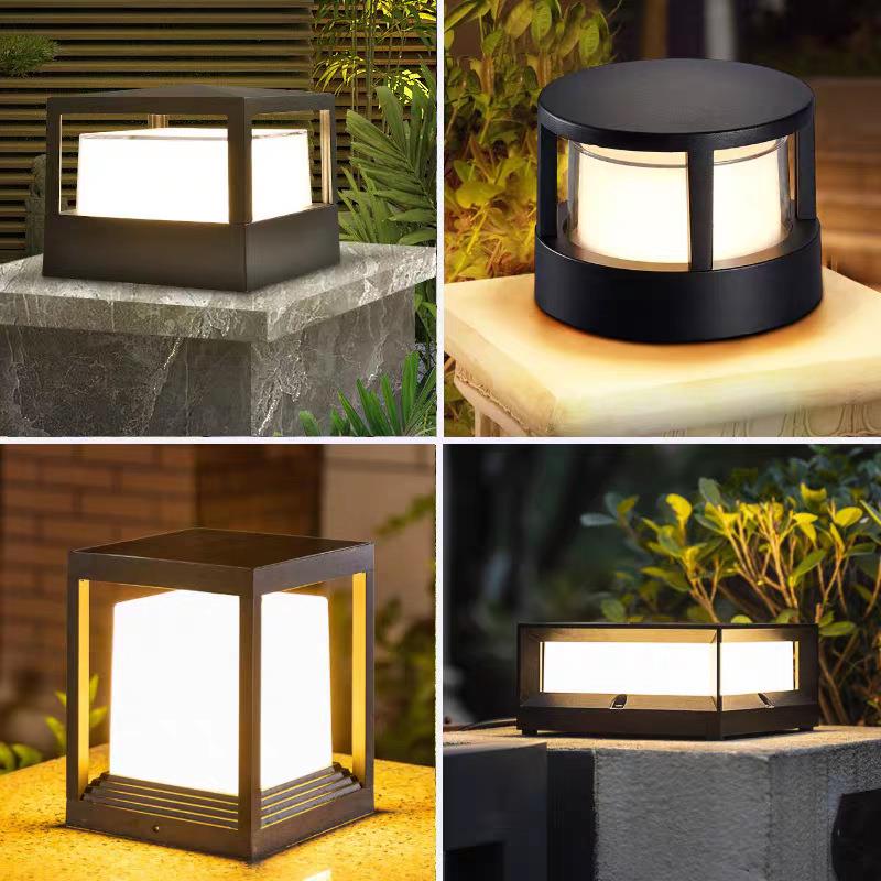 简约太阳能柱头灯别墅花园灯户外防水庭院灯围墙围栏灯室外柱子灯