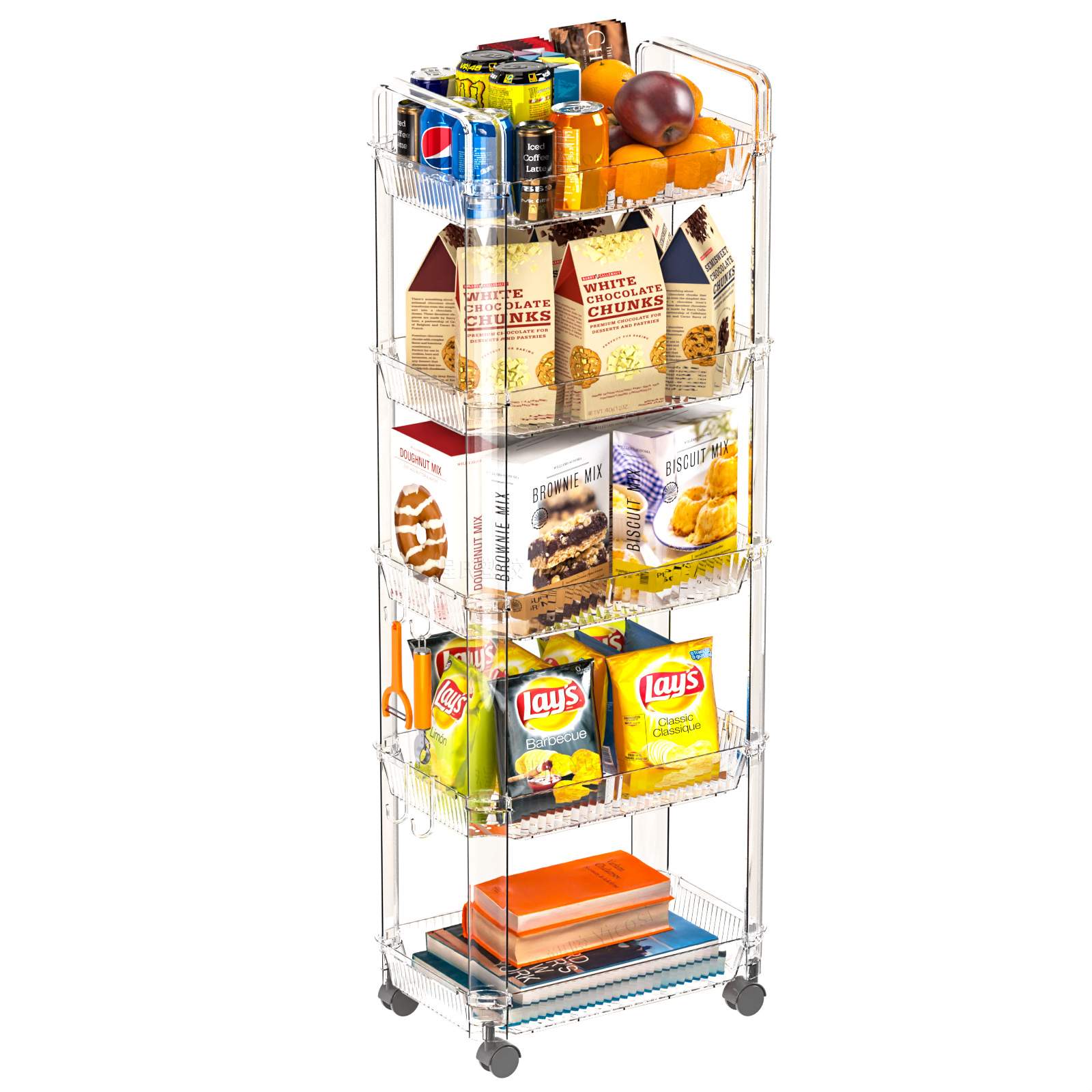 家具小推车置物架矩形落地多层可移动带轮储藏室杂物家用厨房收纳