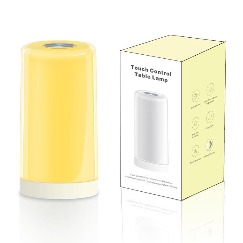 新款迷你LED桌面插电圆柱水晶灯触摸感应七彩变色床头氛围小夜灯