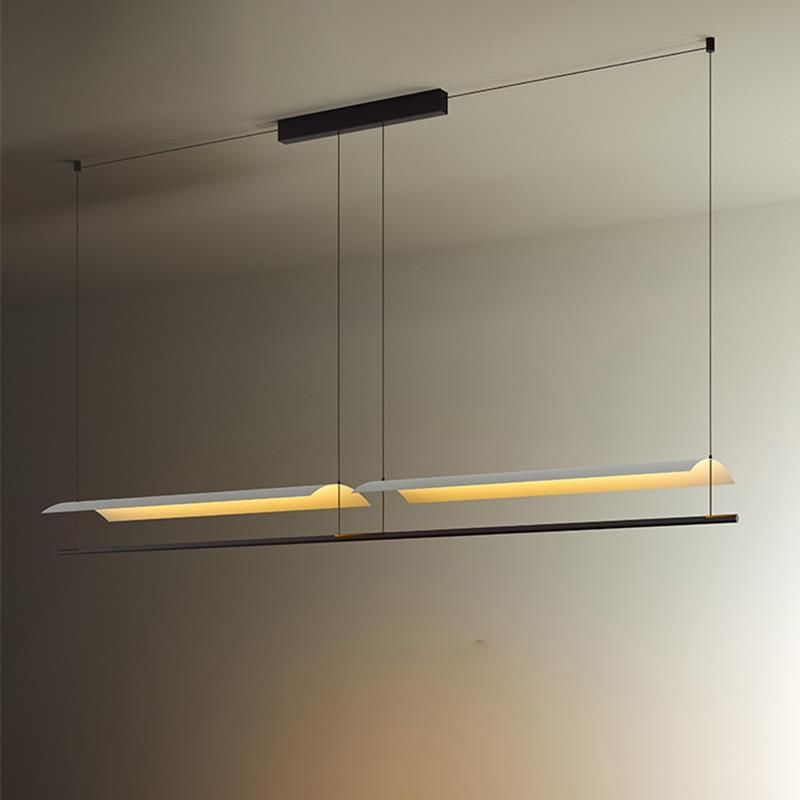 设计师餐厅吊灯日式侘寂风茶室餐桌吧台极简装饰一字办公室长条灯