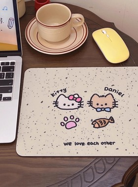 可爱kt猫小鼠标垫女生高颜值办公室桌垫少女心滑鼠垫电脑桌面垫子