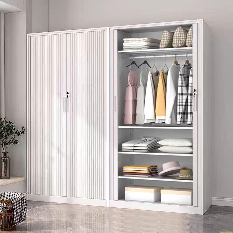 多功能家用铁皮衣柜推拉卷帘门储物柜阳台防晒卷门柜子钢制收纳柜