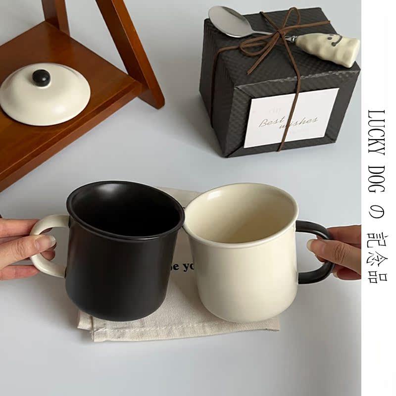 简约高级感陶瓷情侣杯设计感马克杯家用办公喝水杯子实用生日礼物