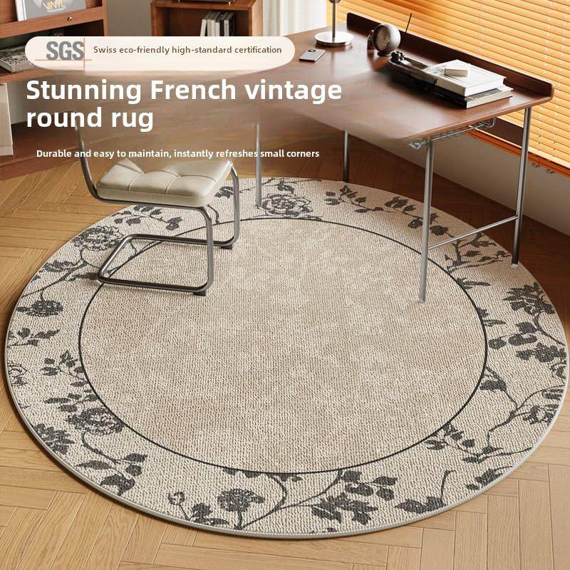 中古圆形地毯客厅单人沙发毯衣帽间轻奢高级感椅子垫卧室摇椅地垫