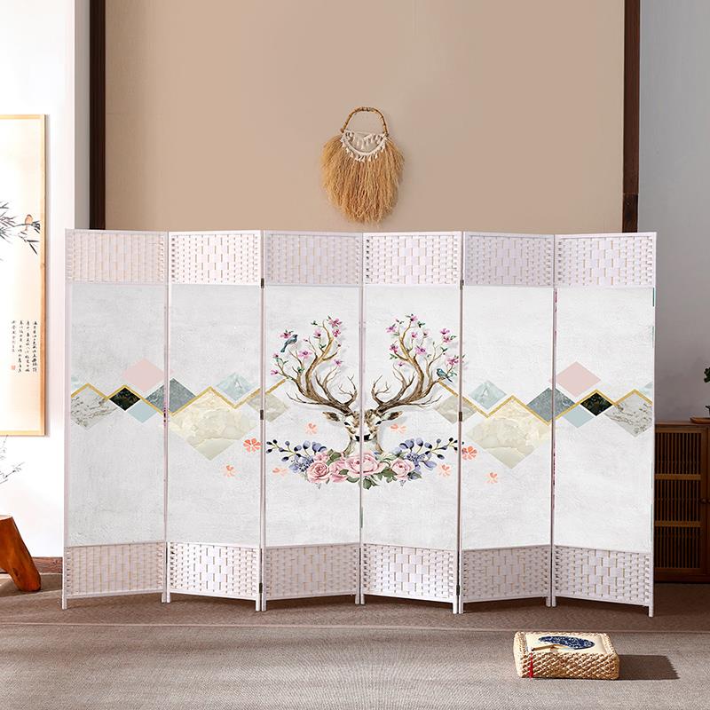 中式入户屏风隔断出租屋客厅简约现代折叠移动卧室屏风简易遮挡帘