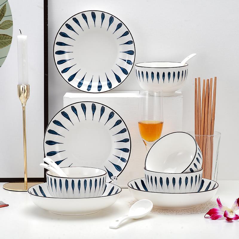 孟垣 碗盘套装米饭碗装泡面 面碗汤碗盘子盘子筷子勺子ins简约千