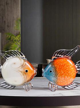 高级感玻璃鱼琉璃摆件工艺品招财电视柜玄关酒柜饰品节日乔迁礼品