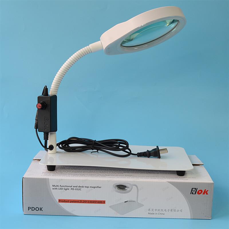 适配10倍台式带灯放大镜阅读维修检测LED工作台灯PD-032C工厂