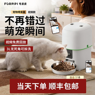 毛皮皮蘑菇自动喂食器猫咪摄像头可视频回放宠物狗狗5G稳定不掉线