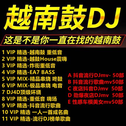 汽车载u盘dj音乐串烧2024新款越南鼓音源歌曲重低音嗨用无损优盘