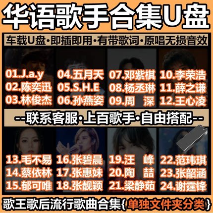 汽车载U盘2025新款华语流行歌手合集自选歌曲无损高音质音乐优u盘
