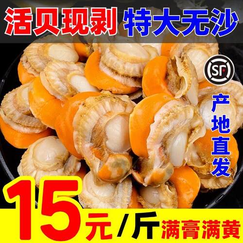 扇贝肉新鲜冷冻巨型特级大扇贝肉蒜蓉粉丝海鲜水产鲜活特大带膏黄