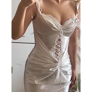 圣鸳天使复古罗马神话针织珠光弹力鱼骨连衣裙2025新宫廷甜美显瘦