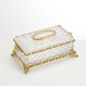 欧式 透明水晶玻璃配铜纸巾盒奢华高档客厅餐厅R创意家用抽纸盒摆